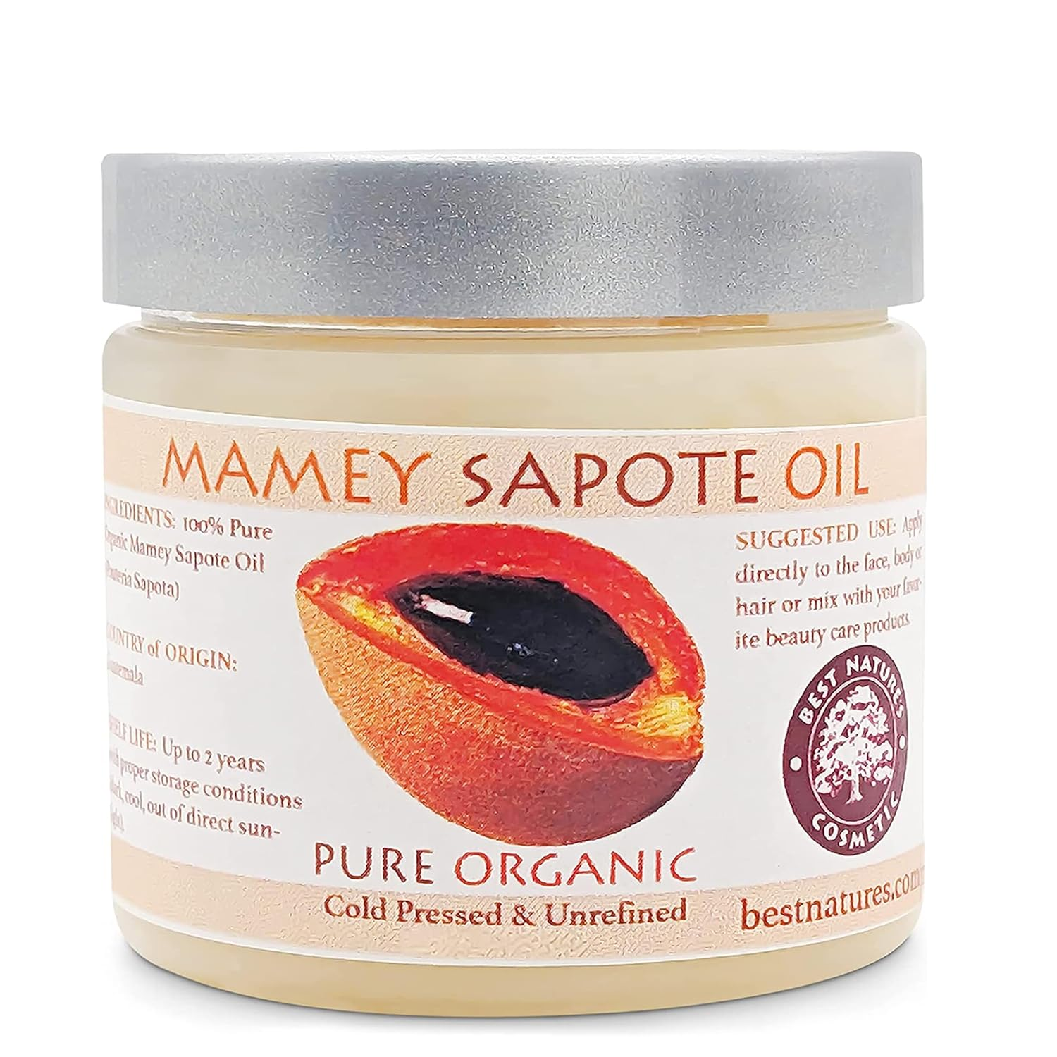 Best Nature’s Cosmetics pure organic cold pressed unrefined mamey sapote oil 150 ml available on Amazon